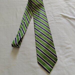 BROOKS BROTHER Green & Navy STRIPED "346" SILK Necktie